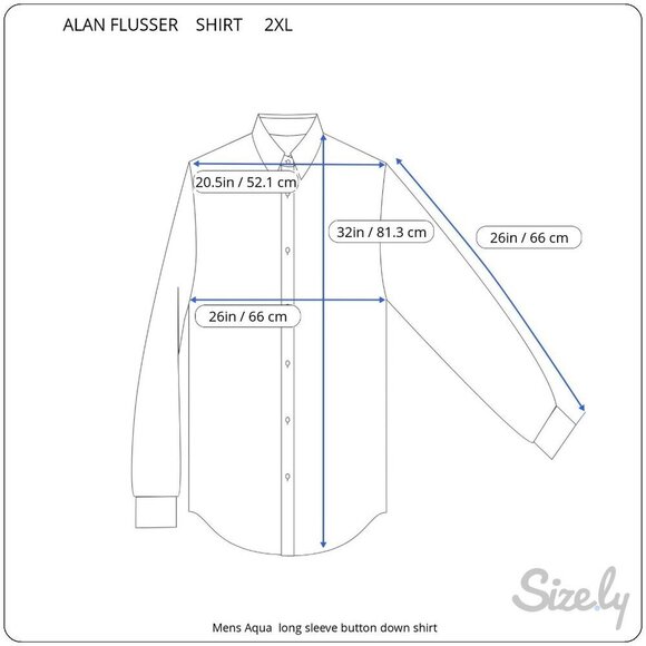 Alan Flusser Mens Aqua Blue Gingham ButtonDown Long Sleeve Shirt 2XL Lightweight - Picture 5 of 8